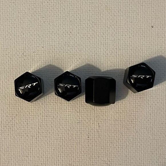 SRT Logo Valve Stem Caps in Black Set of 4 NWT - Picture 1 of 4